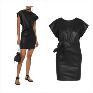 Iro Altina knotted black lamb leather dress, NWOT, Size FR 38, $1545 retail